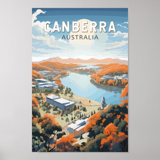 Poster Canberra Australie Travel Art Vintage (Devant)