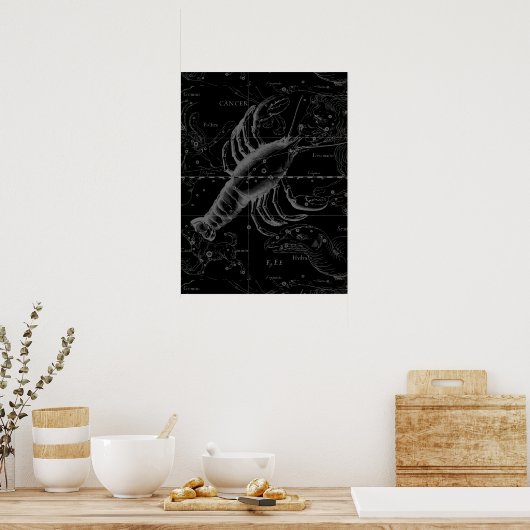 Poster Cancer Constellation Vintage Engraving Hevelius (Cuisine)