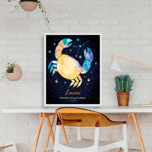 Poster Cancer Constellation Zodiaque Aquarelle étoile Gal