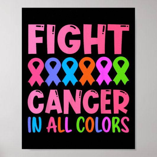 Poster Cancer Dans Toutes Les Couleurs Ribbon Conscience (Devant)