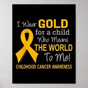 Poster Cancer de l'Enfance avec Ruban d'Or signifie Monde