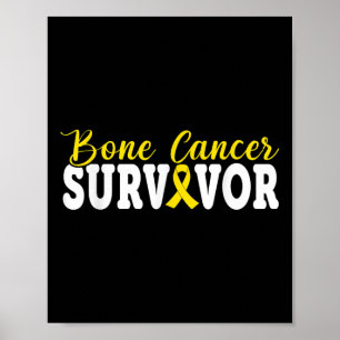 Poster Cancer de l'os Survivant Rebbon Jaune Sarcoma Canc
