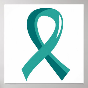 Poster Cancer de l'ovaire Turquoise Ribbon 3