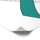 Poster Cancer du col de l'utérus Turquoise ruban blanc 3 (Coin)