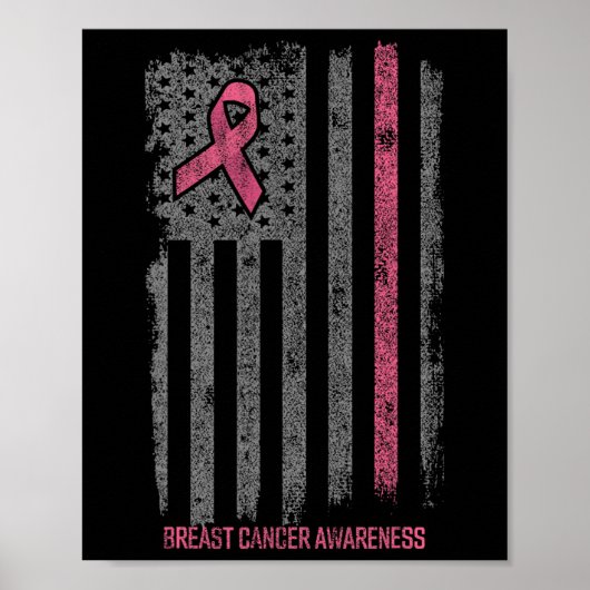 Poster Cancer du sein Chemises Drapeau américain Cancer d (Devant)
