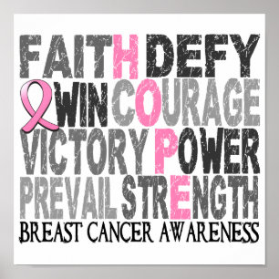 Poster Cancer du sein de collage de mot d'espoir