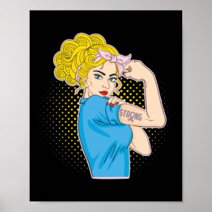 Poster Cancer du sein Forte rose Ruban Rosie Le Riveter