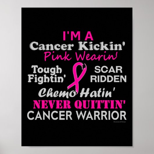 Poster Cancer du sein Kickin' Chemo Hatin' Warrier (Devant)