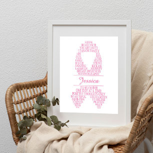 Poster Cancer du sein personnalisé Ribbon Wall Art