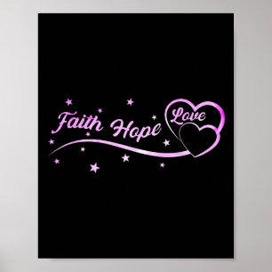 Poster Cancer du sein rose Foi Espoir Amour Cancer du sei