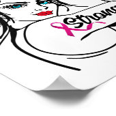 Poster Cancer Du Sein Rosie Forte Le Ruban Rose Riveter (Coin)