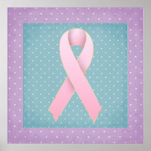 Poster Cancer du sein Ruban rose Violet/Poster Turquoise