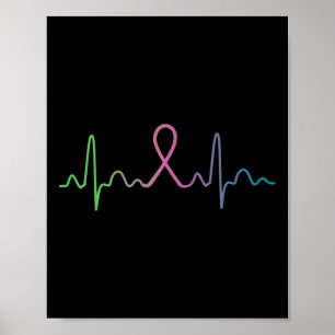 Poster Cancer du sein Sensibilisation au battement cardia