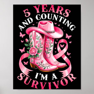 Poster Cancer du sein survivante 5 ans ruban Nk Cowgirl G