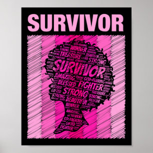 Poster Cancer du sein Survivante Africaine Américaine Fem