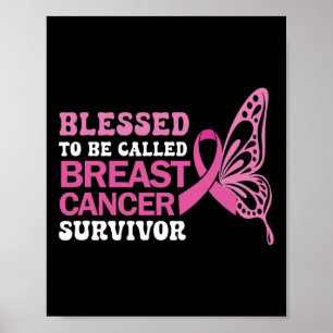 Poster Cancer du sein Survivante Pink Ribbon Papillon