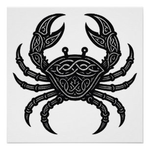 Poster Cancer — Encre Hantée Zodiaque Crabe