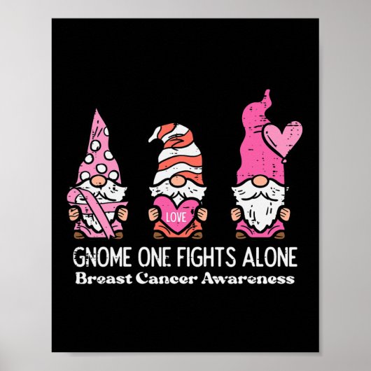 Poster Cancer Gnome One combat seul Sensibilisation Femme (Devant)