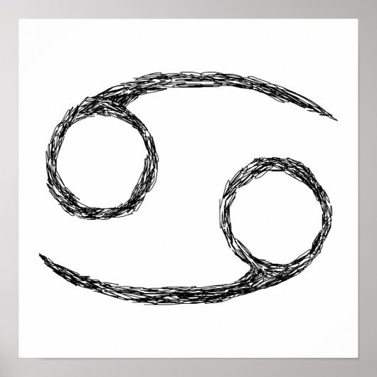 Poster Cancer. Panneau astrologie zodiaque. Noir. (Devant)