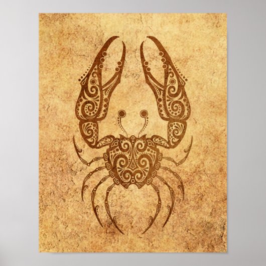 Poster Cancer vintage vieilli Zodiaque (Devant)