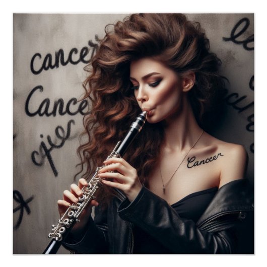 Poster Cancer Zodiac Musicien Clarinet (Devant)