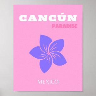 Poster Cancun, Art Tropical, Preppy, Salle Préppy, Rose