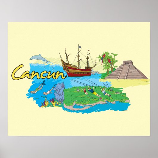 Poster Cancun, la ville célèbre de Mexico (Devant)
