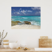 Poster Cancun Mexico Beach Rocky Ocean Waves Carte postal (Cuisine)