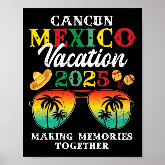 Poster Cancun Mexico Vacation 2025 Trip Beach Corresponda (Devant)