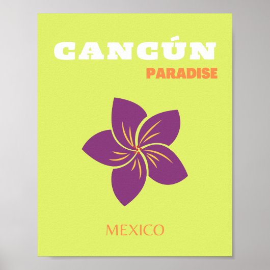 Poster Cancun, Mexique, Art Voyage, Vert, Art Tropical (Devant)