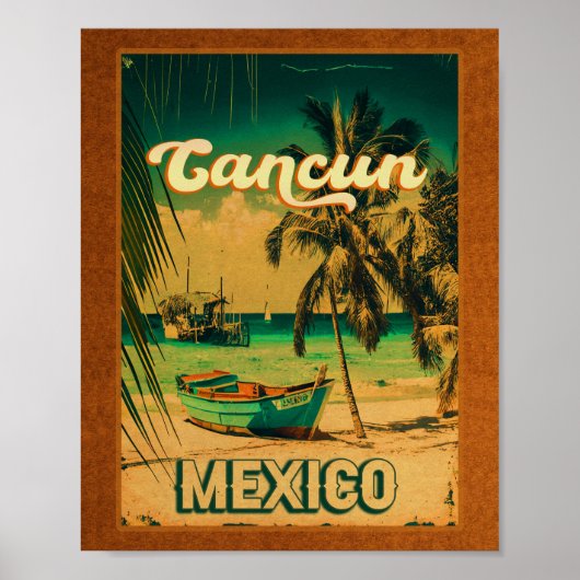 Poster Cancun Mexique Palm Tree Vintage voyage Souvenir (Devant)