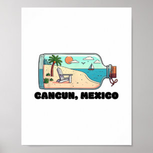 Poster Cancun Mexique Souvenir Famille Correspondance Vac
