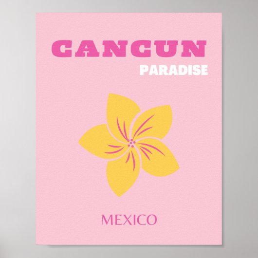 Poster Cancun Travel Art, Mexique, Preppy, Pink Preppy Ar (Devant)