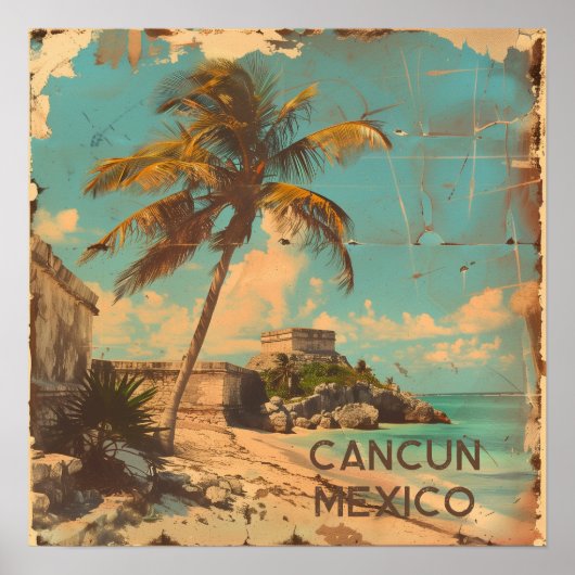 Poster Cancun Vintage Travel Poste (Devant)