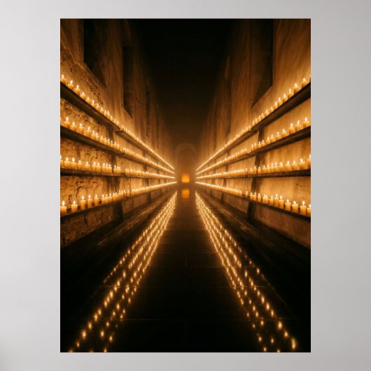 Poster Candlelit Corridor Endless Light Path (Devant)