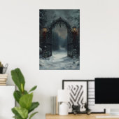 Poster Candlelit Labyrinth Gothic Castle Corridor Art Pri (Bureau à domicile)