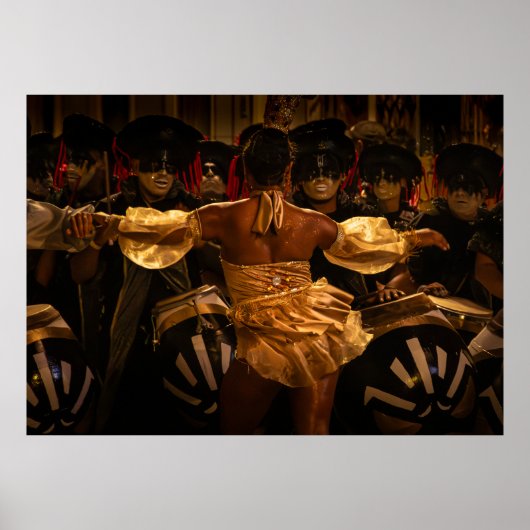Poster Candombe drummers and vedette during carnival (Devant)