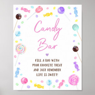 Poster Candy Bar Lollipop Sweet Shop Symbole d'anniversai