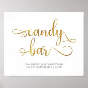 Poster Candy Bar simple or élégant signe de mariage