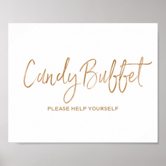 Poster Candy Buffet 8x10 Élégant Rose or Mariage (Devant)