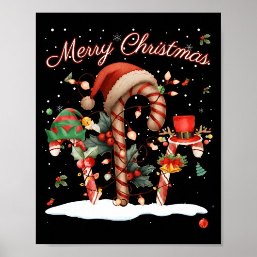 Poster Candy Cane Crew Christmas Elf Hat Santa Holiday De (Devant)