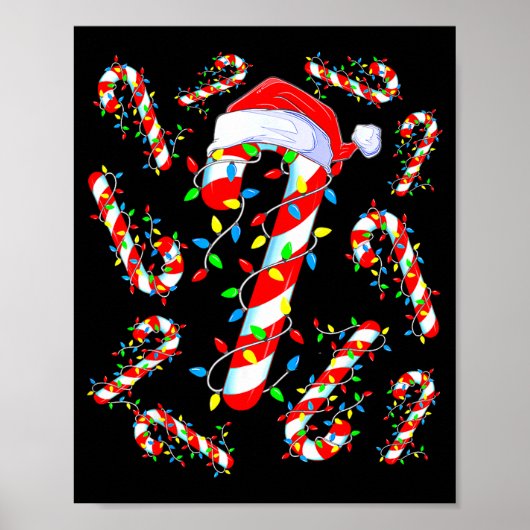 Poster Candy Cane Crew Red And White Santa Funny Christma (Devant)