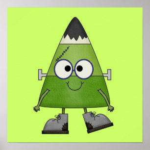 Poster Candy Corn Frankenstein Halloween