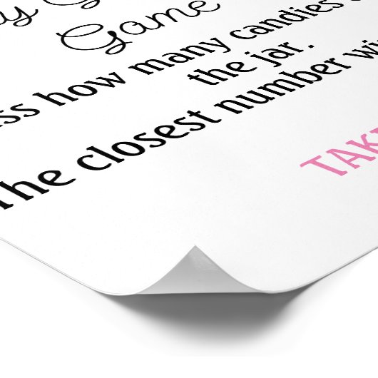 Poster Candy Devant Jeu Baby shower de fille rose (Coin)