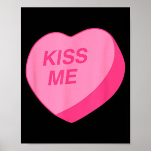 Poster Candy Heart Embrasse-Moi Saint-Valentin