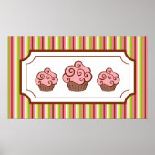 Poster Candy Stripes Cupcake Art Print (Devant)