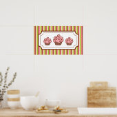 Poster Candy Stripes Cupcake Art Print (Cuisine)