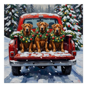 Poster Cane Corso camion rouge de Noël