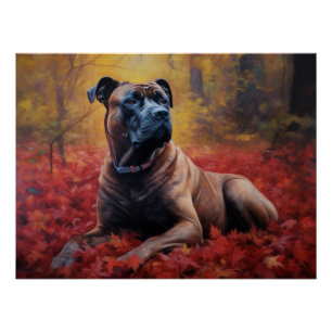 Poster Cane Corso en automne Feuilles automne Inspire