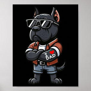 Poster Cane Corso I Love Papa Drôle Chien Tattoo